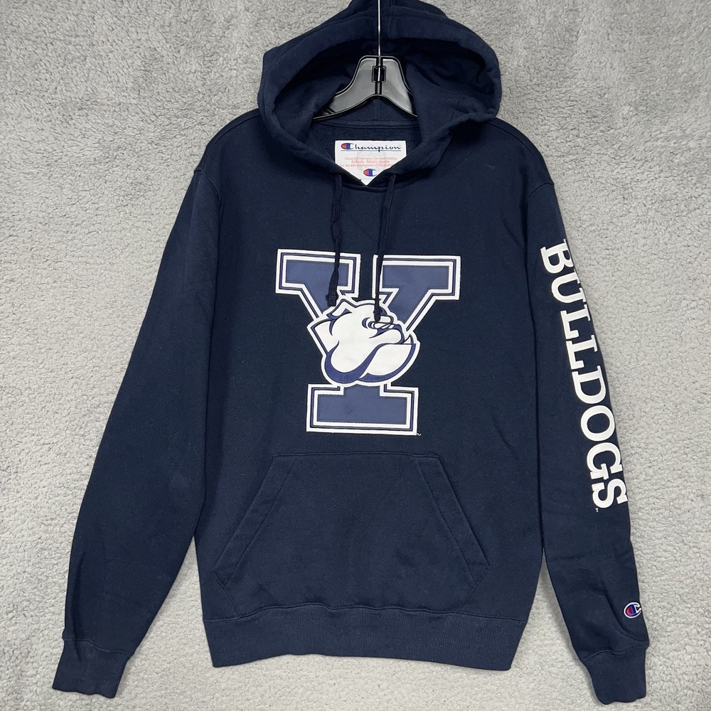 Champion Yale University Bulldogs Hoodie Men's S Blue Sleeve & Hood Hit Pullover